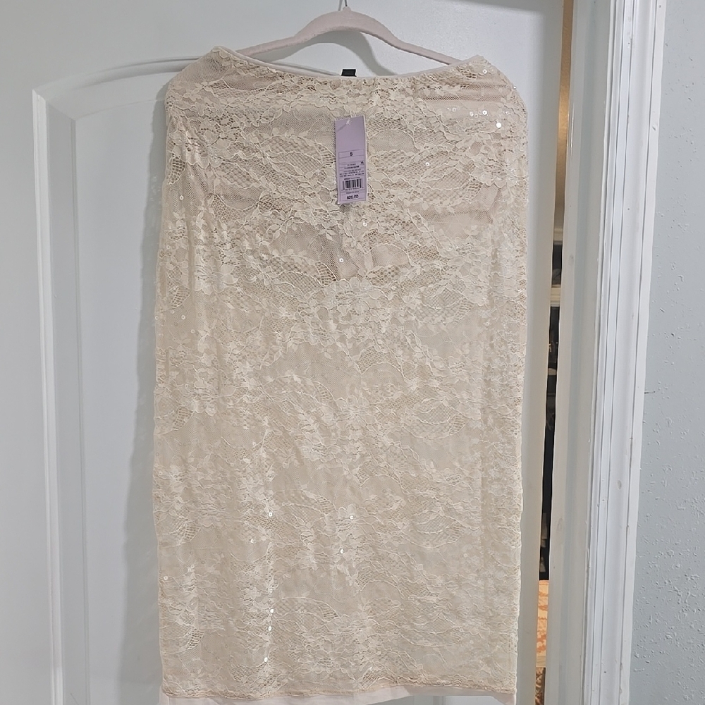 Wild Fable Cream Lace Pencil Skirt
